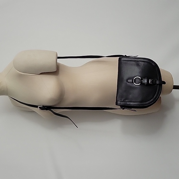 Lauren Ralph Lauren Leather Saddlebag Crossbody Black GUC - Picture 3 of 17